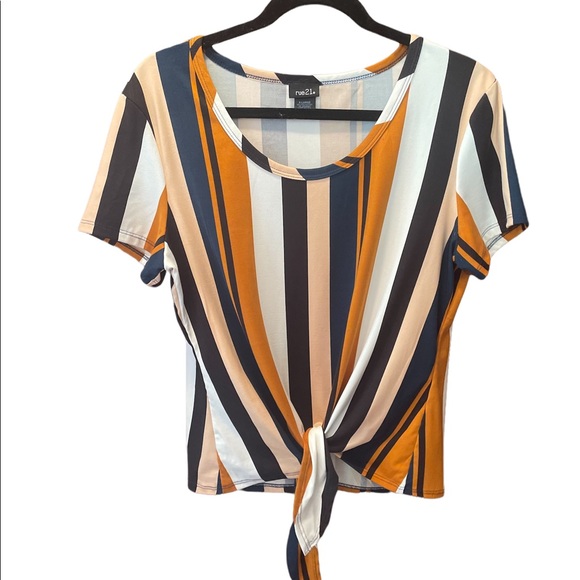 Rue21 Tops - Rue 21 striped knit top, front tie, size XL